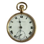 c1929 Record Dreadnought 9ct gold pocket watch, total weight 75g, manual wind, in working order.
