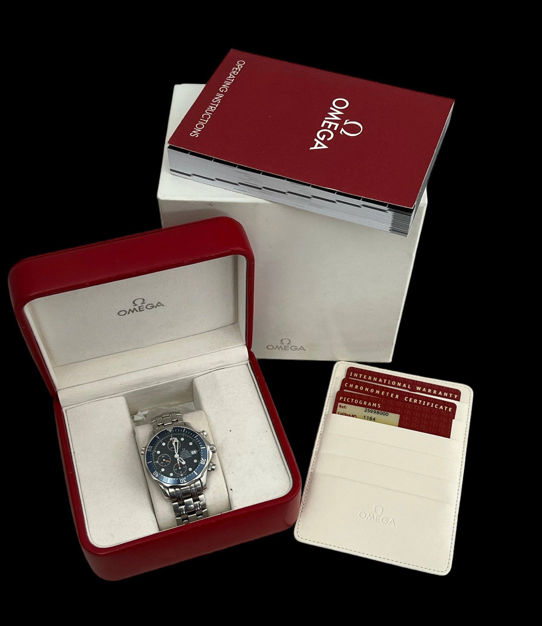 2005 Omega Seamaster 300 Chronograph automatic wristwatch, box papers and booklets & spare link, - Image 4 of 6