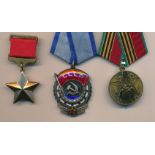 USSR – Selection of USSR medals to include; a Soviet Red Banner Labor Order Medal USSR CCCP