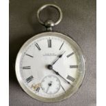 Silver Waltham pocket watch with Dennison watch case and Birmingham 1905 hallmarks. Enamel dial (