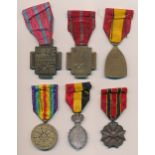 Belgium – Selection of Belgian Medals to include; First World War The Fire Cross (‘Cross de Feur’)