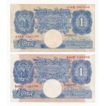 Peppiatt 1940 (29 Mar) £1 Emergency Issue pair with N84D 139336 extremely fine and J16D 095598