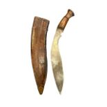 Second World War (WWII) British Army Gurkha Kukri, steel blade, wooden handle. Marked 4611 to blade,