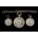 Pocket watches (3), with Goliath open face packet watch, white enamel dial with Roman numerals,
