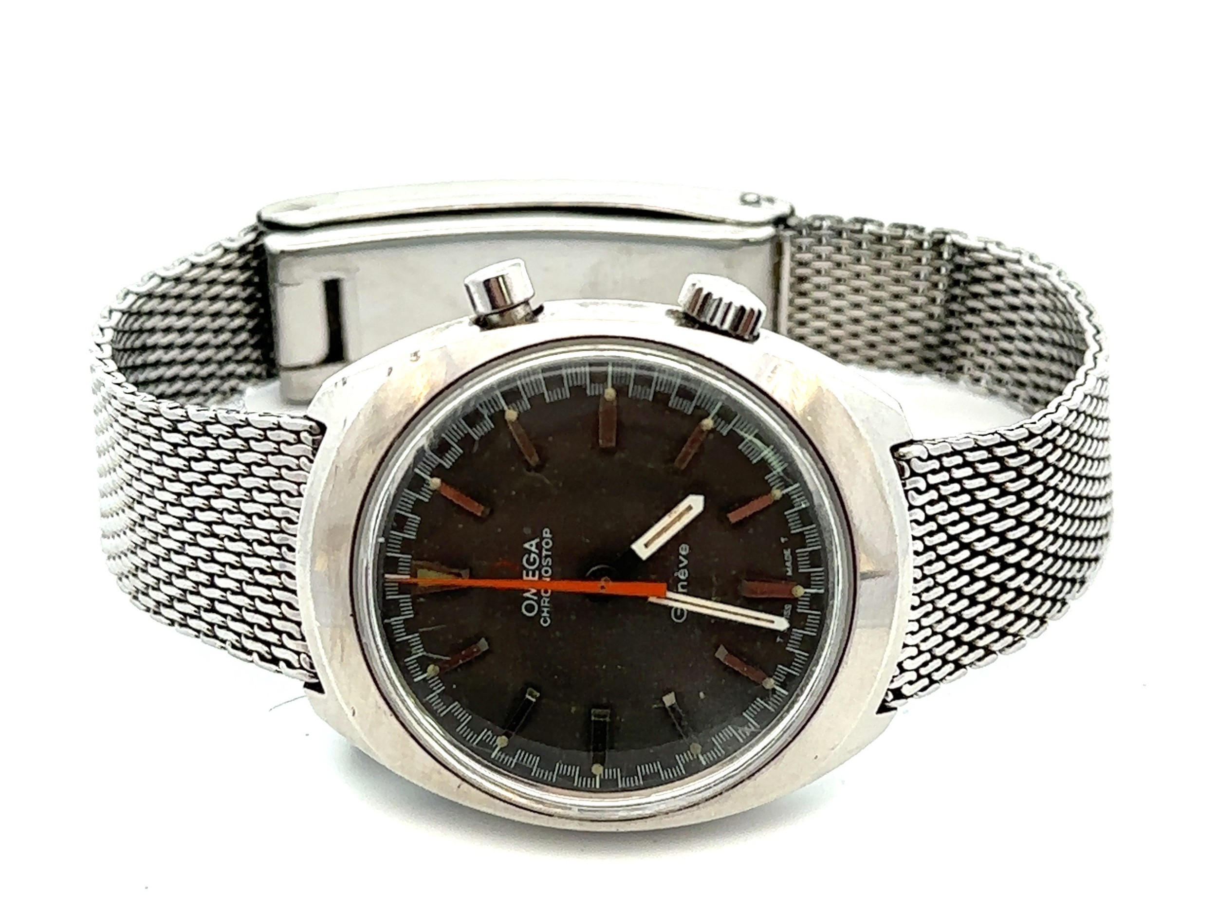 1969 original Omega Chronostop Racing Dial wristwatch, original Omega mesh bracelet, manual wind, in