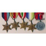 Second World War (WWII) medal group, consisting of The 1939-45 War Medal, The Atlantic Star, The