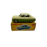 Dinky 162 Ford Zephyr Saloon - two-tone cream, green, beige ridged hubs, silver trim, excellent in a