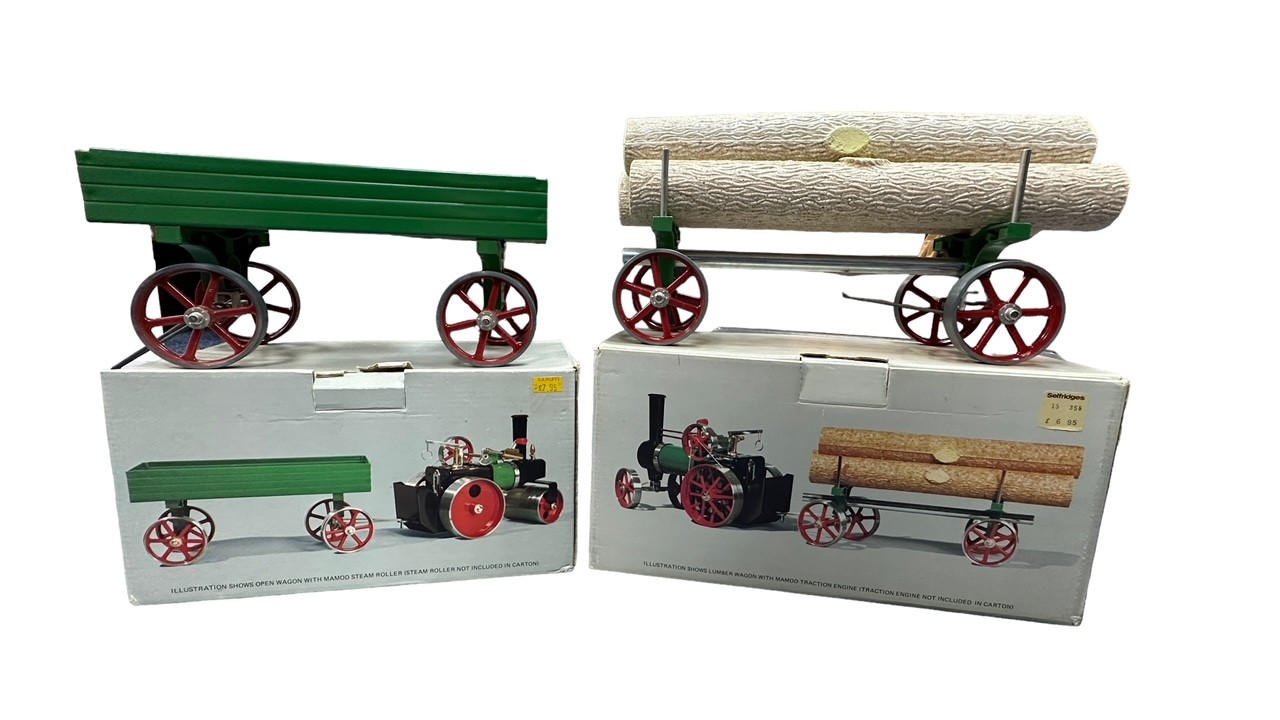 Mamod. Pair of wagons, generally excellent in excellent boxes, with Lumber Wagon with printed - Image 3 of 3