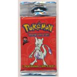 Pokémon Base Set 2 (Two) sealed booster pack (2000). Mewtwo artwork. This pack is taken from one