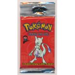 Pokémon Base Set 2 (Two) sealed booster pack (2000). Mewtwo artwork. This pack is taken from one