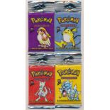 Pokémon Base Set 2 (Two) sealed booster pack, complete set of all four packs with Pikachu (approx.