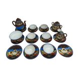 Attractive Japanese / Oriental painted tea service with tea pot, 5 x cups, 5 x saucers, 6 x small