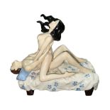 Peggy Davies erotic ceramic sculpture The Lovers, The Sexual Passion, a man and woman having sex