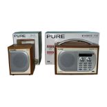 Pure Evoke-1S DAB & FM portable radio with S-1 auxiliary speaker with cherry veneer, both new in