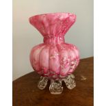Stevens & Williams, late 19th Century Steven & Williams pink glass vase of spherical form stood on