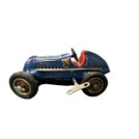 Schuco Studio Racing Car working clockwork with key steerable car, blue, race no. 4, with Driving