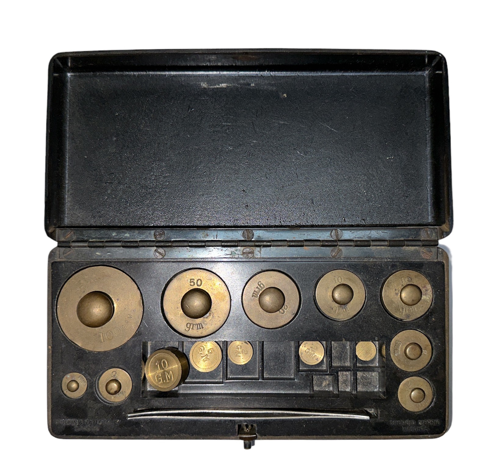 A Griffin & Tatlock Ltd, London, cased set of Microid metric weights ...