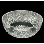 A large hand-crafted Tudor Crystal fruit bowl. In box. In good condition.