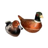 Pair of ceramic Michel Caugant Bird Pate tureen dishes to include; a Michel Caugant Pheasant dish
