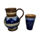 Royal Doulton, Lambeth stoneware jug commemorating the reign of Queen Victoria 1837-1897,