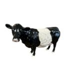 Beswick, a Beswick Belted Galloway Cow in gloss black and white with white stripe down middle,