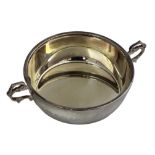 A boxed silver Barker Ellis bowl with twin scroll handles. Diameter 9.5cm, Weight 102g.