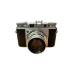 1950's Voigtlander Prominent Film Camera. f1.5 50mm Nokton lens. With leather case and strap.