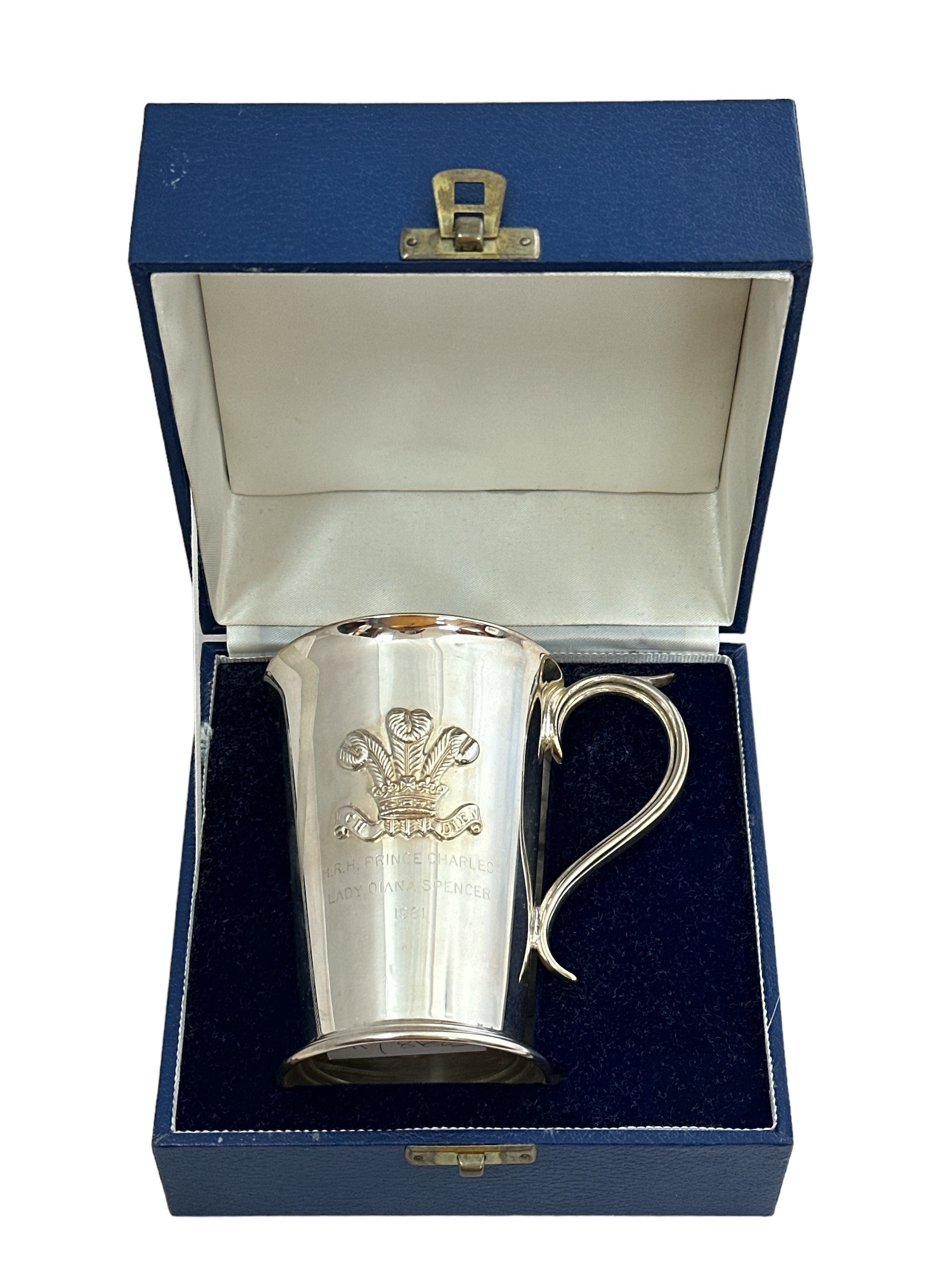 A Barker Ellis tankard with scroll handle. Commemorating the marriage of Charles and Diana and