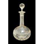 A cut glass decanter, believed by vendor to be Victorian. Good condition with no chips or damage