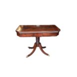 Early 19th Century mahogany cross-banded card table on central column with 4 splayed legs. Width