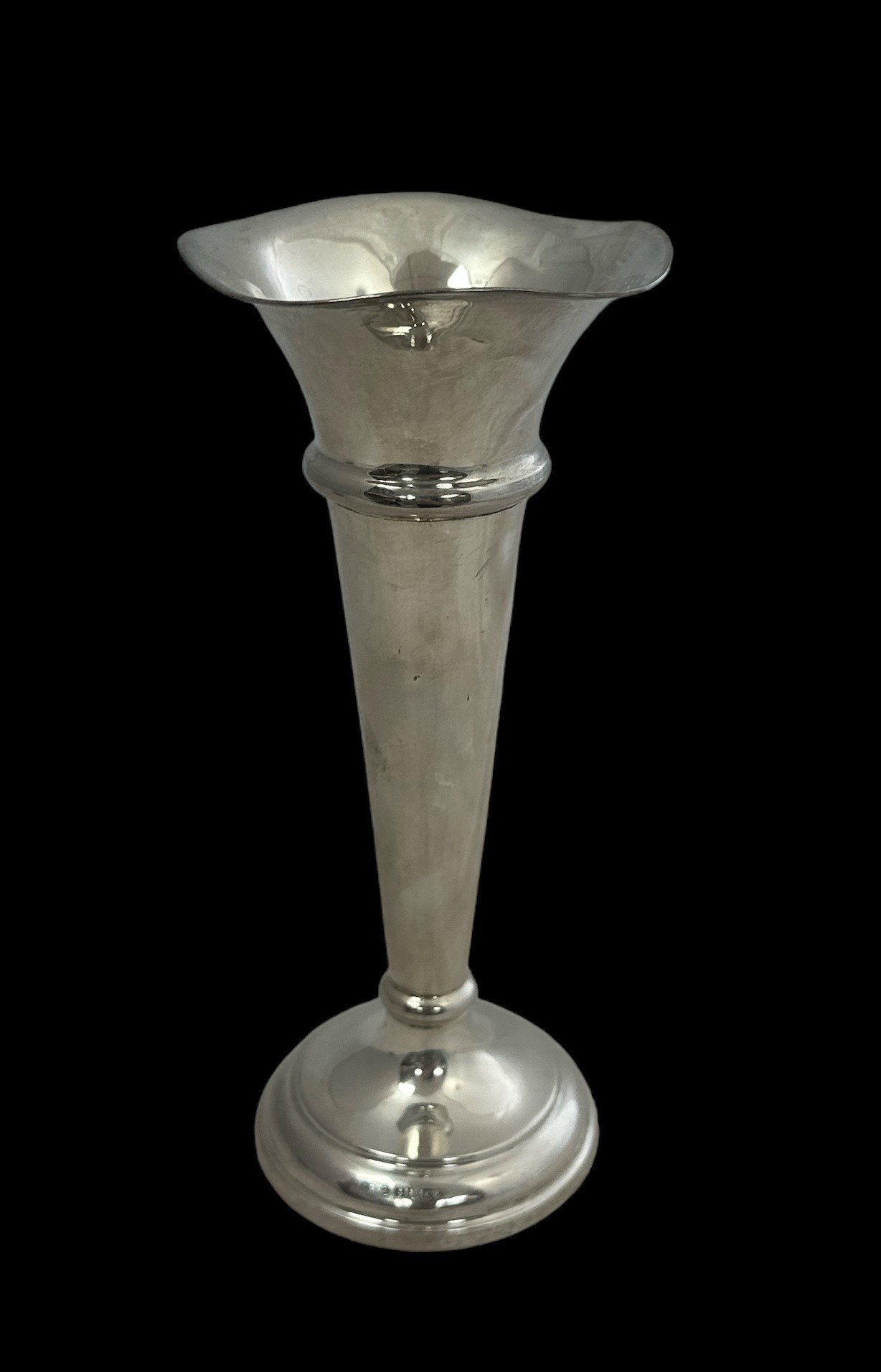 A silver vase by J. Collyer in trumpet design with tapered body and circular base. Height approx - Image 2 of 3