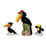 Carlton Ware (later) hand painted, three ceramic Guinness Toucan figures to include; pair of ‘You