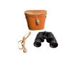 Prinz binoculars Prinzlux 10x50 272 Ft at 1000 yds, with tan leather case (strap detached),