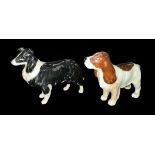 Beswick, pair English Springer Spaniel and a Beswick Border Collie (2)