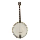 Langstile Deluxe archtop tenor banjo, c.1920’s, , walnut neck with 19 frets, signed ‘Langstile