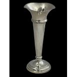 A silver vase by J. Collyer in trumpet design with tapered body and circular base. Height approx