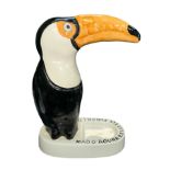 Mad O’Rourkes Little Pub Co. LTD. hand painted ceramic Toucan ashtray, in the style of Guinness.