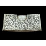 Silver calling card holder by Joseph Gloster with foliate design on back and front. 1898