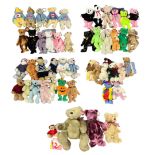 Teddy bears. Qty 48 with TY Beanie Babies, Mary Beth's, Treasure Champs, etc., generally