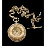 Victorian 18ct gold open face key wound pocket watch