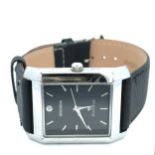 Sekonda Diamond Black Dial Gents Watch on Leather Strap, quartz movement, in working order.