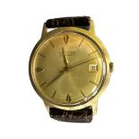 Griffon Automatic, 9ct gold wristwatch, with day-date, leather strap. Swiss Made. Please see the