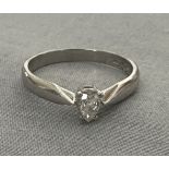 A platinum 0.25ct pear cut solitaire ring. Size O. Weight 4.3g. Birmingham hallmarks.  Please see