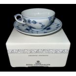 Royal Copenhagen – Hand painted Royal Copenhagen Tea Cup and Saucer with Blue Fluted Plain