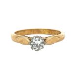 An 18ct yellow gold diamond ring. Carat weight 0.3ct , estimated clarity and colour SI2 F/G. Size H.
