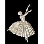 A silver brooch in the form of a Ballerina by D.H Phillips, registered design no. 853615. Birmingham