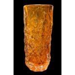 WHITEFRIARS; a Geoffrey Baxter (British, 1922-1985) tree bark vase in tangerine orange, height 18.