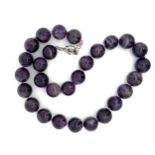A chevron amethyst bead necklace, beads approx 12mm diameter, necklace 45cm in length.