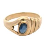 A hallmarked 9ct gold and sapphire ring, Size P, weight approx 3.91g.
