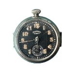 Ingersoll (New York) top-wind Midget pocket watch, black dial with Arabic numerals, subsidiary